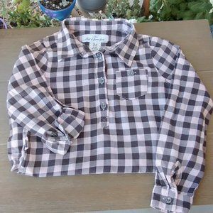 Label Of Graded Goods Light Pink & Black Plaid L/S Shirt For Girls 5-6